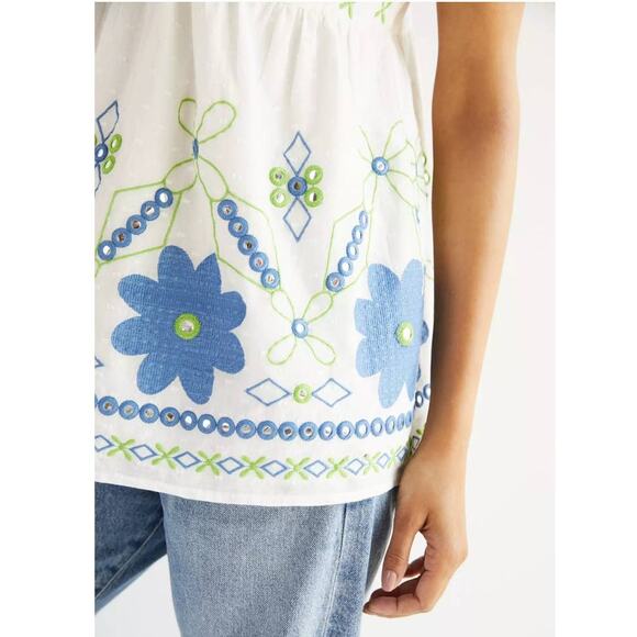 New Anthropologie x Forever That Girl Jordan Eyelet Babydoll Tank $118 Floral - Picture 3 of 5